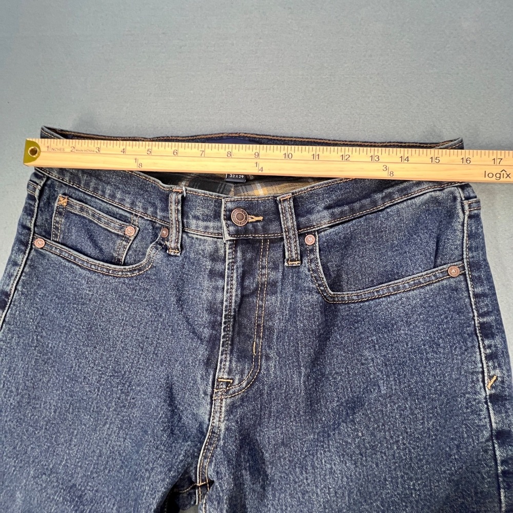 Lands End Blue Flannel Lined Traditional Fit Denim Jeans Mens 32x29 - Picture 3 of 10